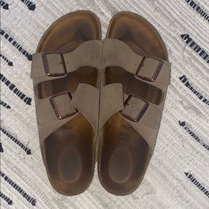Olive/Taupe Birkenstock Arizona Suede Sandals